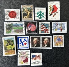 Lot de 15 timbres des USA années diverses - encore sur fragment - H175