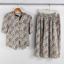 Vintage Stuart Alan 2 Piece Floral Set Top and Skirt Women's Size 16