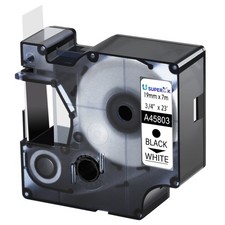 1PK For DYMO D1 45803 LabelManager 350D 450D Black on White Label Tape 19mm 7m