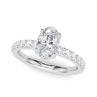 Lab Grown Oval Cut Diamond Hidden Halo Verlobungsring Platin DE/VS 2,50ct