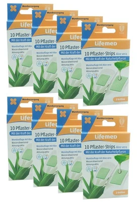 LIFEMED GMBH 80 x Pflaster-Strips weiss "Aloe vera" 2 Größen Wundpflaster Wundauflage
