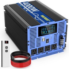 4000W Pure Sine Wave Power Inverters DC 12V to AC 110V 120V 12V-4000W, Black