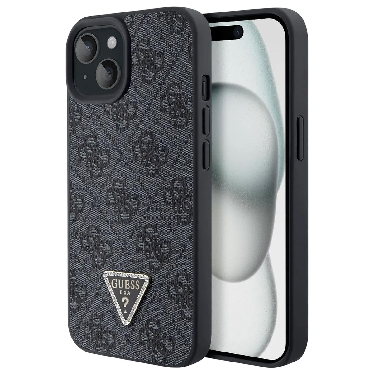 Protection iPhone 15 Plus Guess Triangle Diamond, l'accessoire mode pour vos soirées