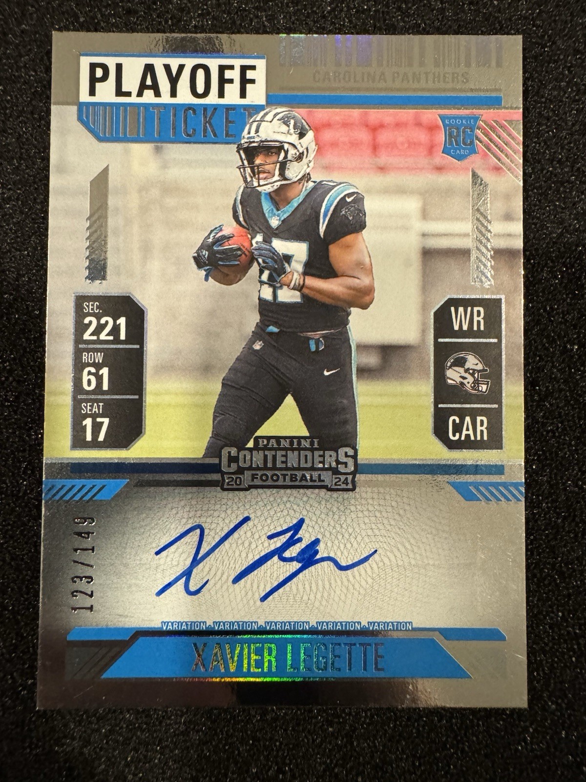 2024 Contenders Xavier Legette RC Rookie Playoff Ticket Variation Auto /149