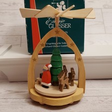 Richard Glasser Mini Wood Pyramid Carousel Christmas Tree Santa Germany FLAW