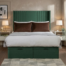 Ottoman Divan Lift Up Storage Bed In Plush Velvet UK Sizes Double & King Size
