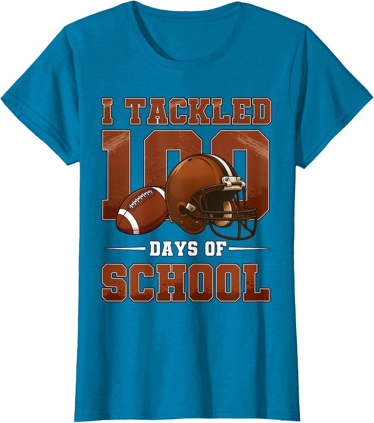 I Tackled 100 Days Of School Football Kids Boys Ladies' Crewneck T-Shirt