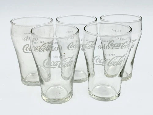 VTG Enjoy Coca-Cola Coke Matched Classic Logo Mini 4" 6oz Bell Glass Set of 5