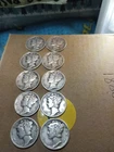 Lot Of 10 5$ Fv  Fine To Vf 1936 To 1945  90  Percent Mercury Dimes