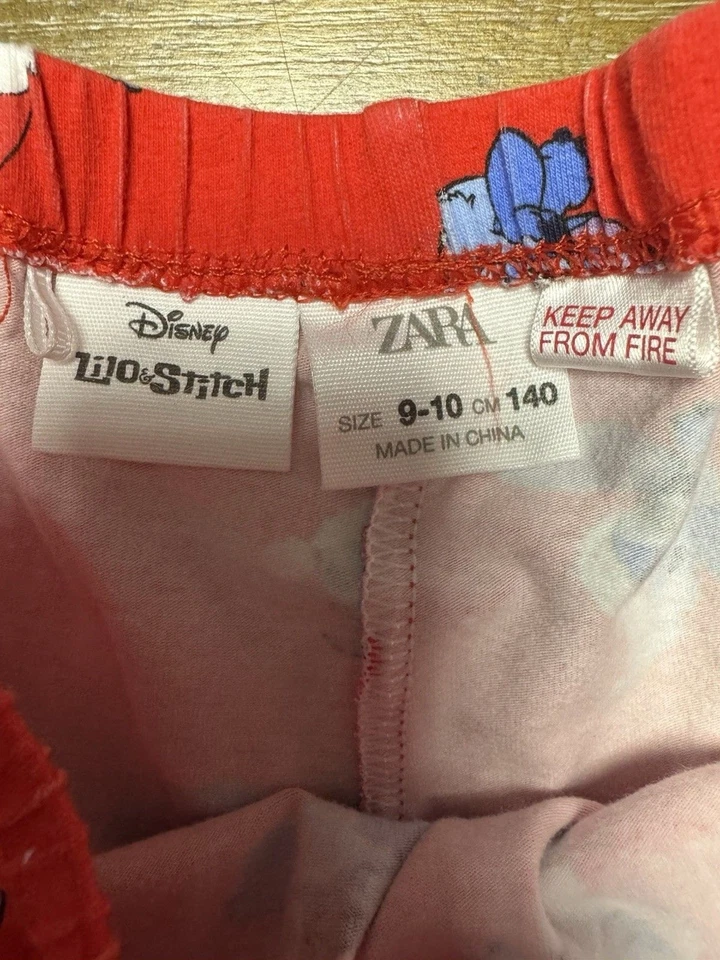 Новые без ценников праздничные леггинсы Zara Kids Disney Stitch 9/10 красный рождественский Санта - Изображение 2 из 4