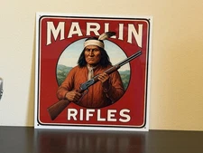 Marlin Rifles Chief  Ammunition Advertising  Vintage Style Metal Sign