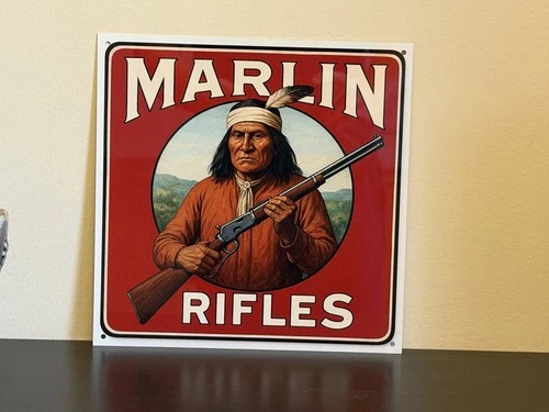Marlin Rifles Chief  Ammunition Advertising  Vintage Style Metal Sign