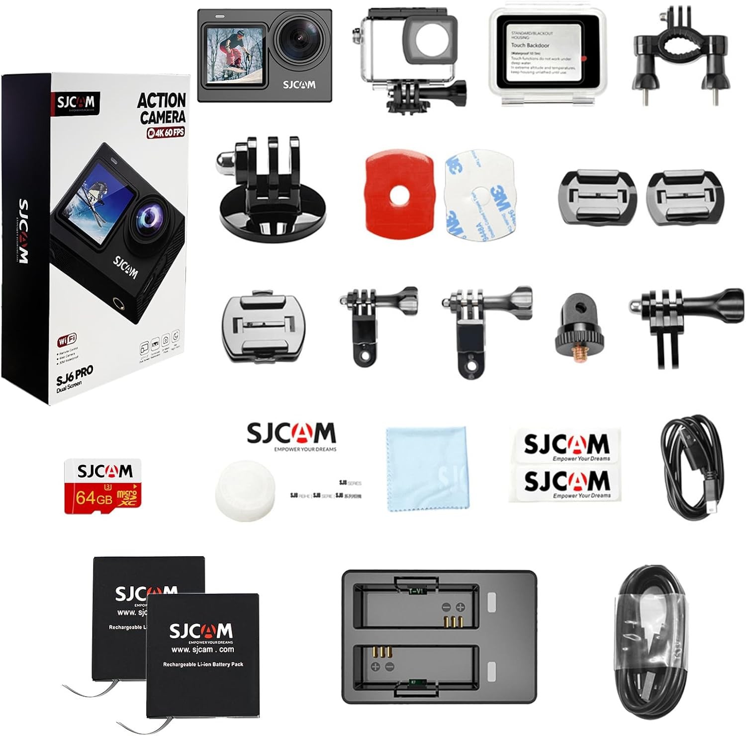 SJCAM SJ6Pro 4K Action Camera Dual Screen Motorcycle Helmet with Stabilization