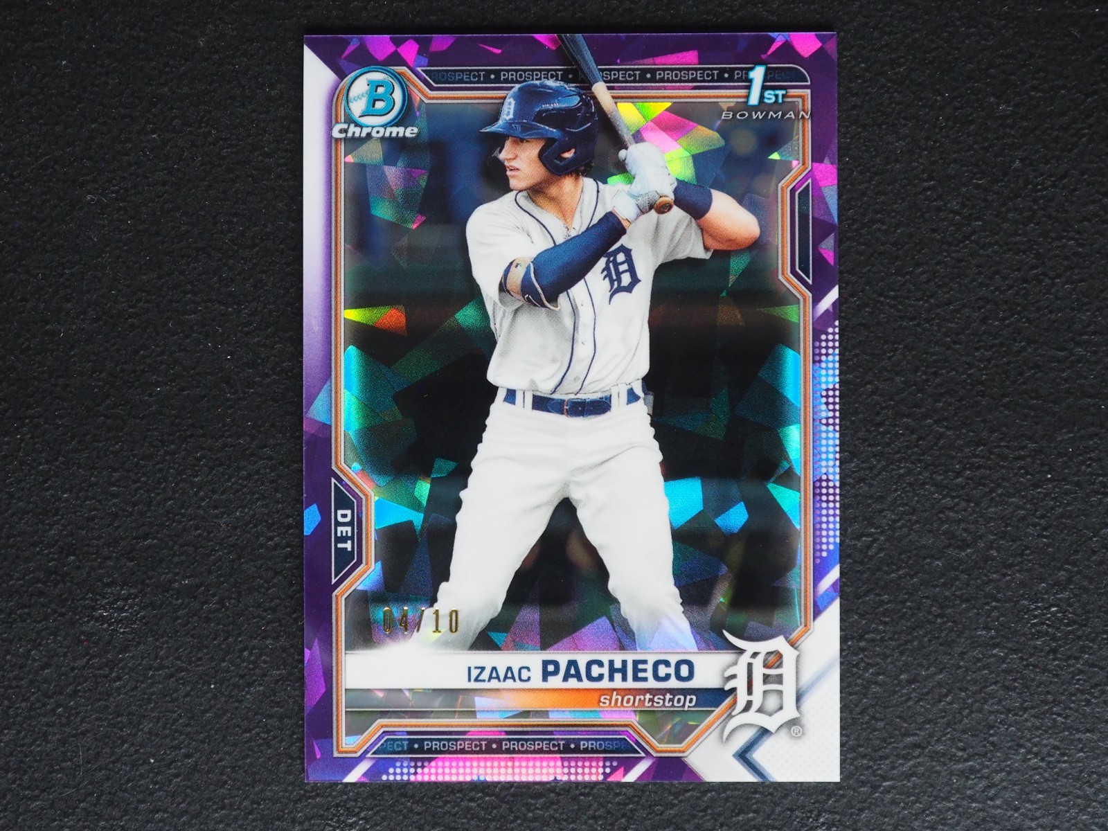 2021 1st Bowman Draft Chrome Sapphire Izaac Pacheco Purple Refractor #04/10 MINT