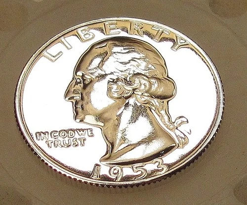 1953  Gem Proof Quarter 90% SILVER EYE CANDY Blazing Mirrored Surfaces #202 ~ 7