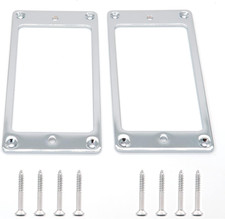2PCS Flat Metal Humbucker Pickup Mounting Ring Set - Bridge Neck Chrome