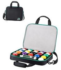 Pool Ball Case, Padded Billiard Carrying Bag Travel Storage Box with 17-Balls