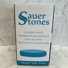 Sauer Stones 4 Clear Glass Wide Mouth Mason Jar Fermentation Weights Open Box