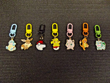 POKEMON Key Chain Ring Charm Binder Tag Pikachu Eevee Squirtle Bulbasaur Jiggly