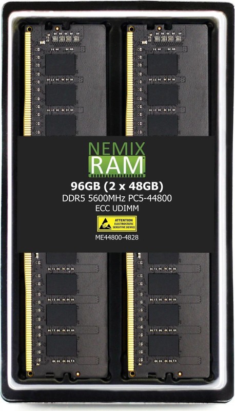 NEMIX RAM 96GB (2X48GB) DDR5 5600MHZ PC5-44800 2Rx8 1.1V 288-PIN ECC Unbuffered 
