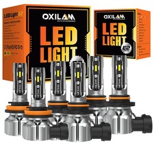 9005+9006+H11 2-Sides LED Combo Headlight High Low Beam Bulb White Fog Light Kit