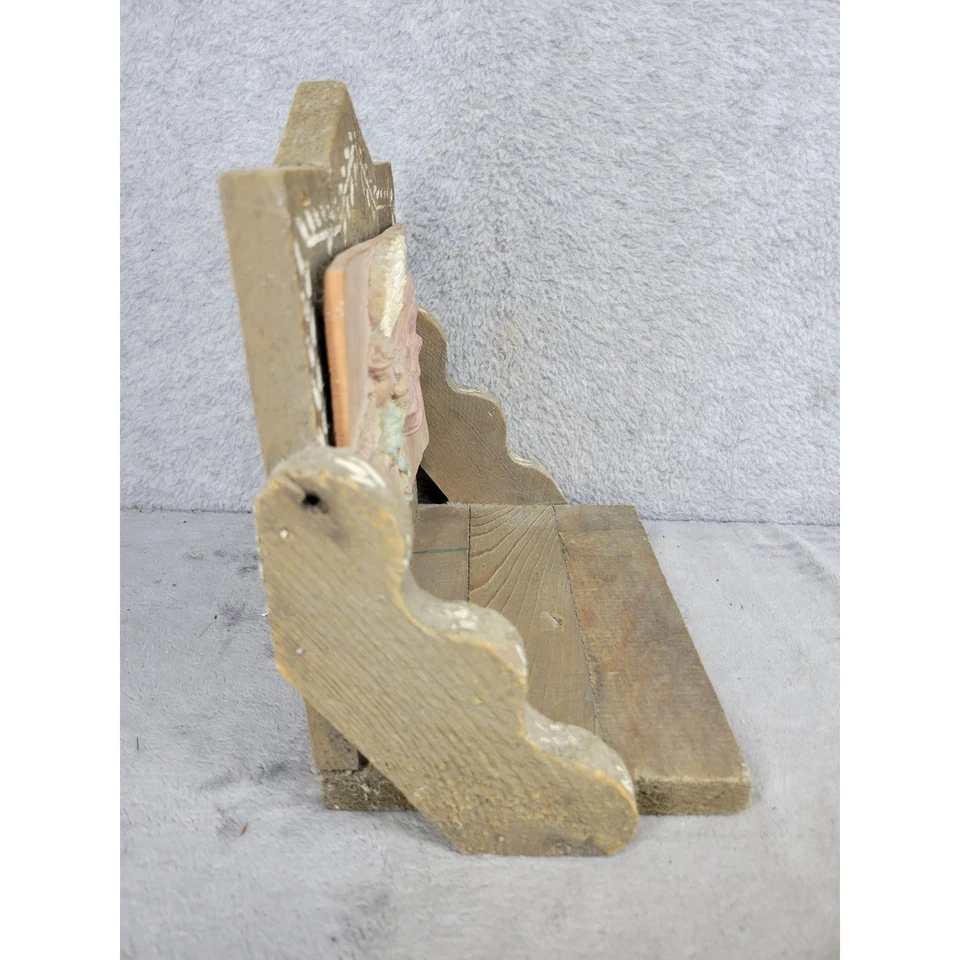 Estante de ángel de madera rústico decoración de pared trompeta querubín Shabby Chic casa de campo Foto 3 de 4