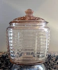 Selenium Glass Anchor Hocking Pink Depression Cookie Jar Beehive *Chipped*