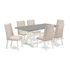 East West Furniture X097FL201-7 7-Piece Fashionable Modern Dining Table Set...