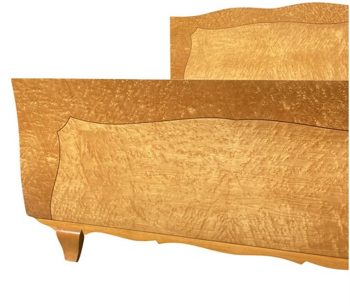 Art Deco French birdseye Maple double Bed - Picture 5 of 12