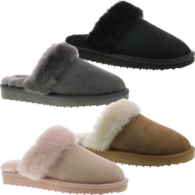 BLACK feinste Leder Damen Hausschuhe Pantoffel mit Lammfell in 4 Farben Gr.37-42