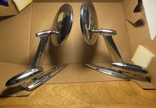 Vintage Tri-Star Left Or Right Outside Sport Car Style Mirror Chrome No-44 
