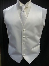 Formal Vest Full Back - White Satin 5 Button VF608