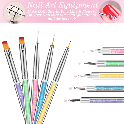 6 Pcs in 1 Set Resin Nail Art Palette with 5 Nail Brushes, Nail