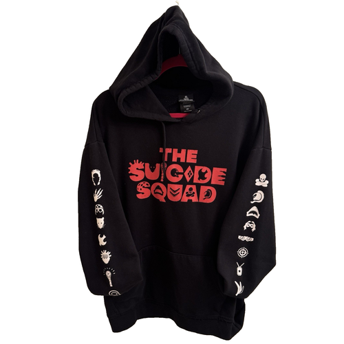 DC Comics the Suicide Squad Hoodie Distressed Character Symbols Logo Size Medium