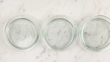 Set of 3 WECK Glass 100mm Large Canning Lids Rundrand-Glas Strawberry-EUC