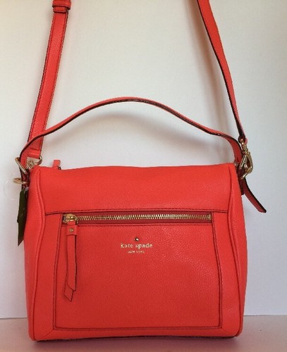 Kate Spade Cobble Hill - Little Harris' Leather Hobo Medium In Geranium & Gold - Picture 5 of 12