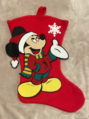 Mickey Mouse Felt Disney Christmas Stocking 3D Holiday Snowflake Cute