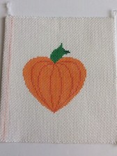 10 Count Halloween Harvest Pumpkin Heart Handpainted Needlepoint Canvas