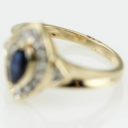 DESIGNER RING 0.40 CT. MARQUISE SAPPHIRE 0.50 CT. DIAMOND 14K YELLOW GOLD US6.75 - Picture 5 of 7