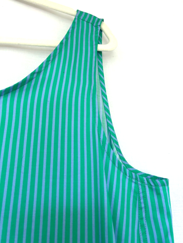 Abito WINSER LONDON L blu e verde cotone a righe linea A senza maniche nuovo con etichette - Foto 7 di 16