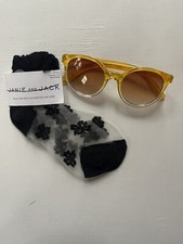 NEW Janie and Jack Yellow Round Sunglasses 2-4 years Flower Socks