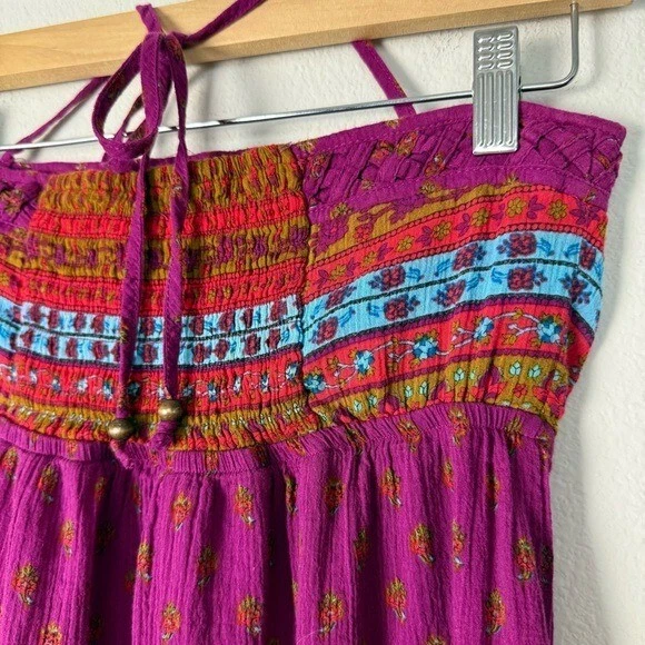 Богемский хиппи без бретелек макси платье женщин размер средний цветной ретро пляж - Изображение 4 из 4