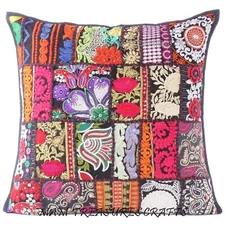 Black Decorative Patchwork Boho Throw Pillow Colorful Bohemian Cushion Cover Boh