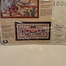 The Creative Circle Pineapple Welcome Kit Tapestry 14” Canvas By Karen Paul NEW