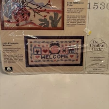 The Creative Circle Pineapple Welcome Kit Tapestry 14” Canvas By Karen Paul NEW