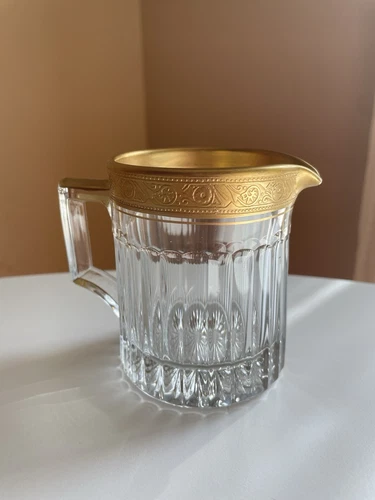 Victorian Small Creamer Pitcher Gold Embossed Rim 3.5" Vintage EUC #Q