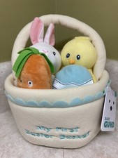 Baby Gund My First Easter Basket Plush Toys Chick Rattle Crinkle Carrot Squeaker