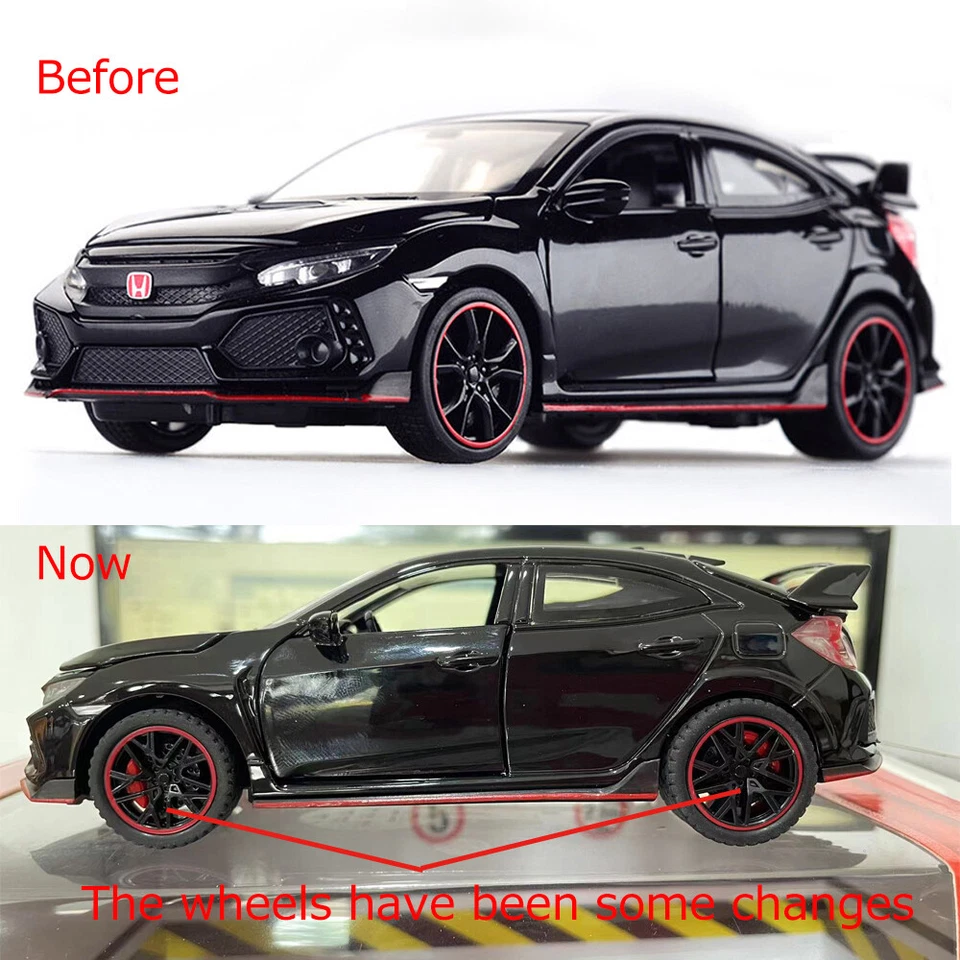 1:32 Honda Civic Type R Model Car Diecast Pull Back Toy Cars for Kids Toys Black - Image 2 of 4