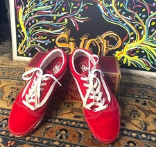 Red Old Skool Vans Paint Splatter edition  Size 9