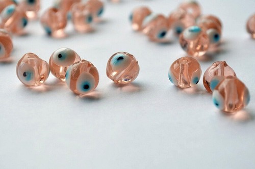 15 pcs Pink Evil Eye Beads Evil Eye Beads - 12 mm Lampwork Glass Nazar Beads - Picture 2 of 5